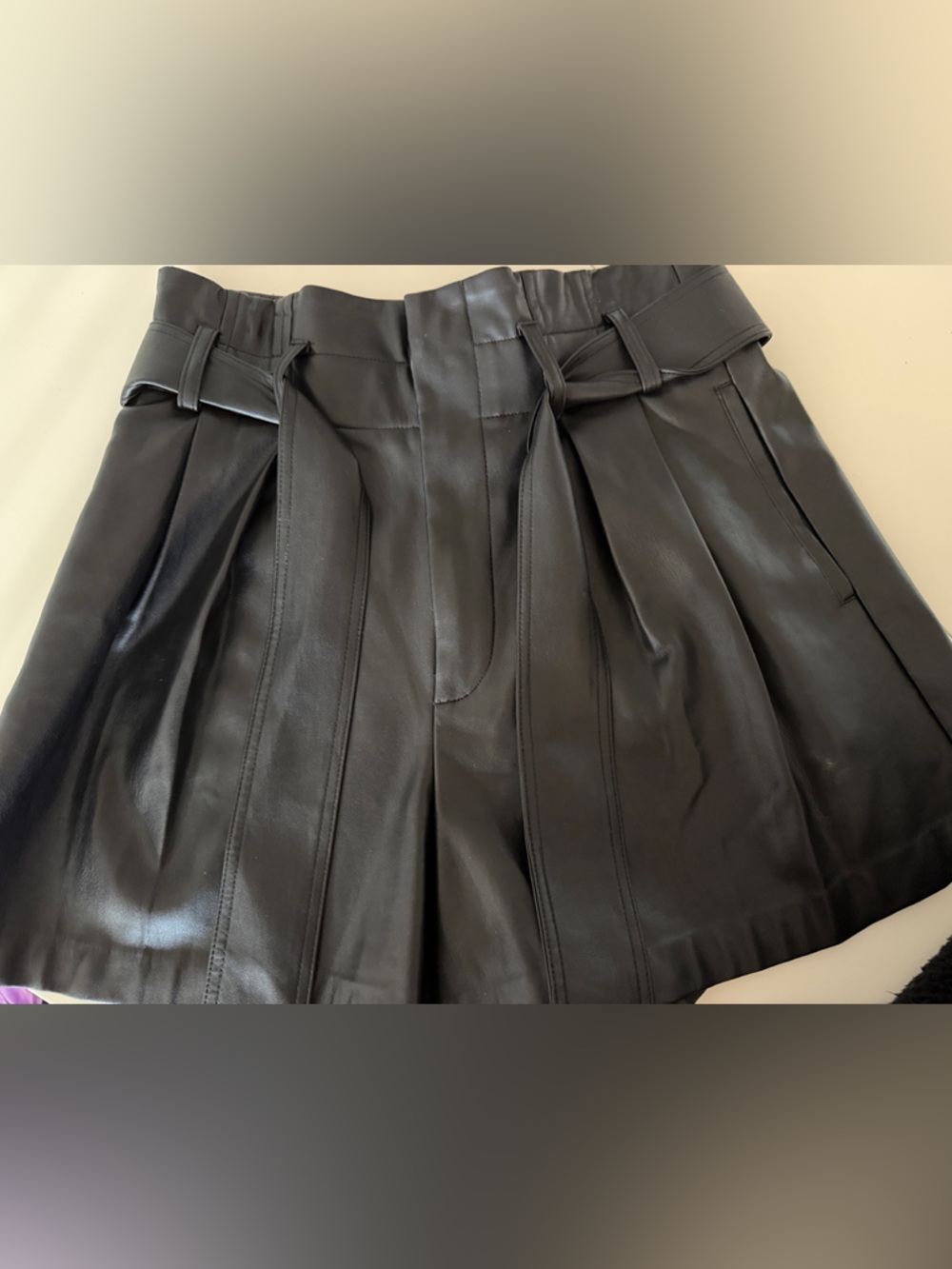 Zara Black Faux Leather Skirt with Label Detail